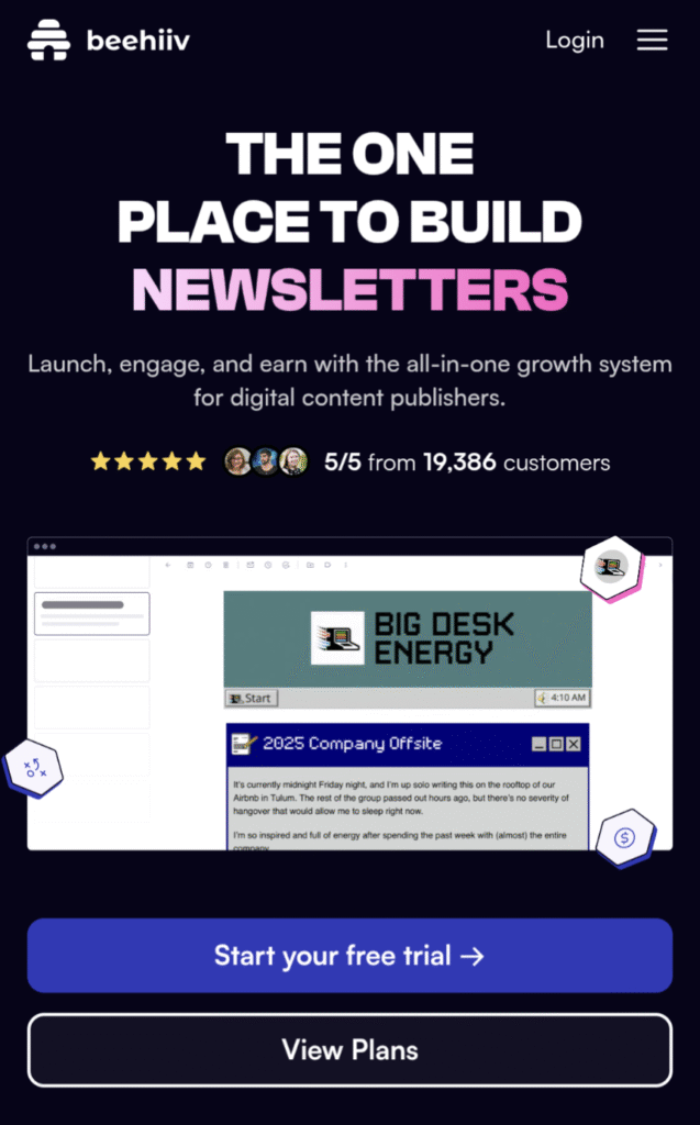BeeHiiv Home Page