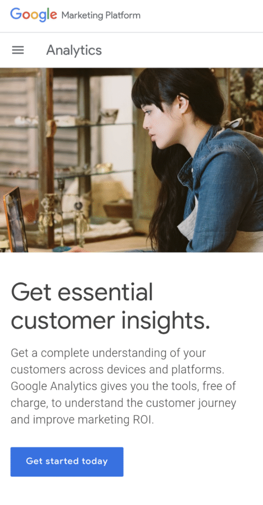 Google Analytics Home Page