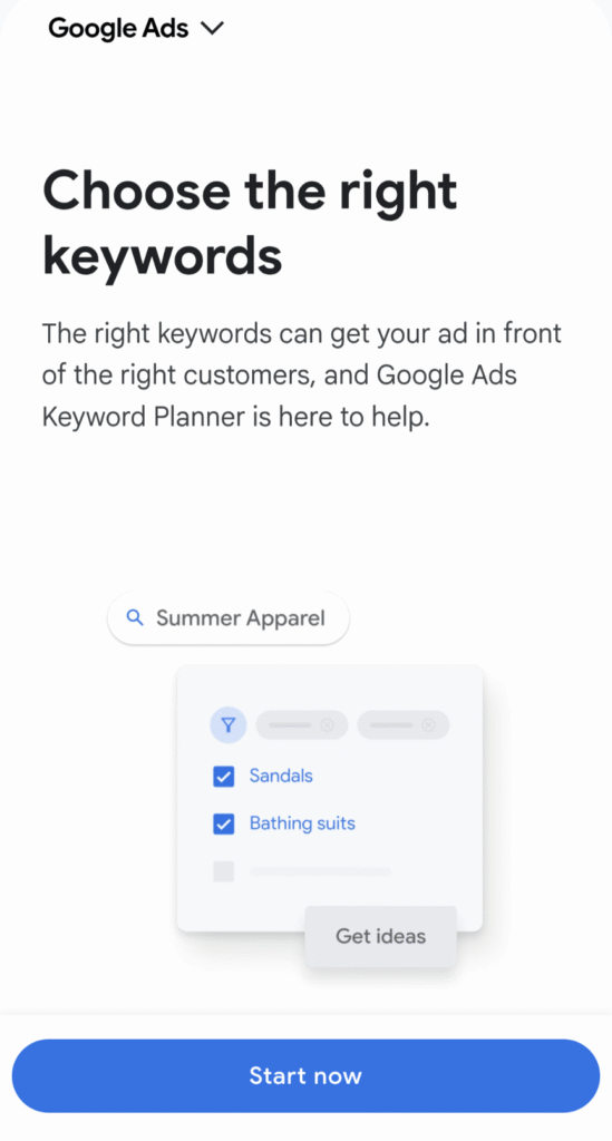 Google Keyword Planner Home Page