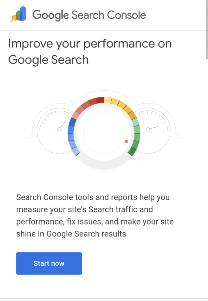Google Search Console Home Page