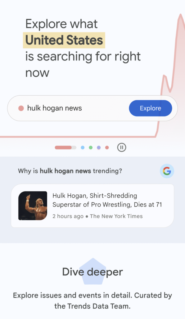 Google Trends Home Page