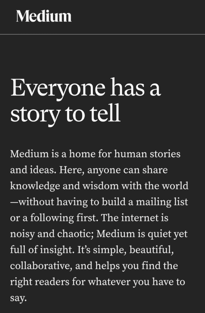 Medium About Page