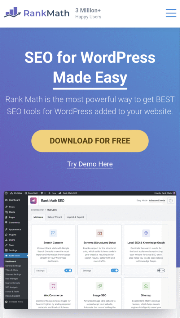 Rank Math SEO Home Page