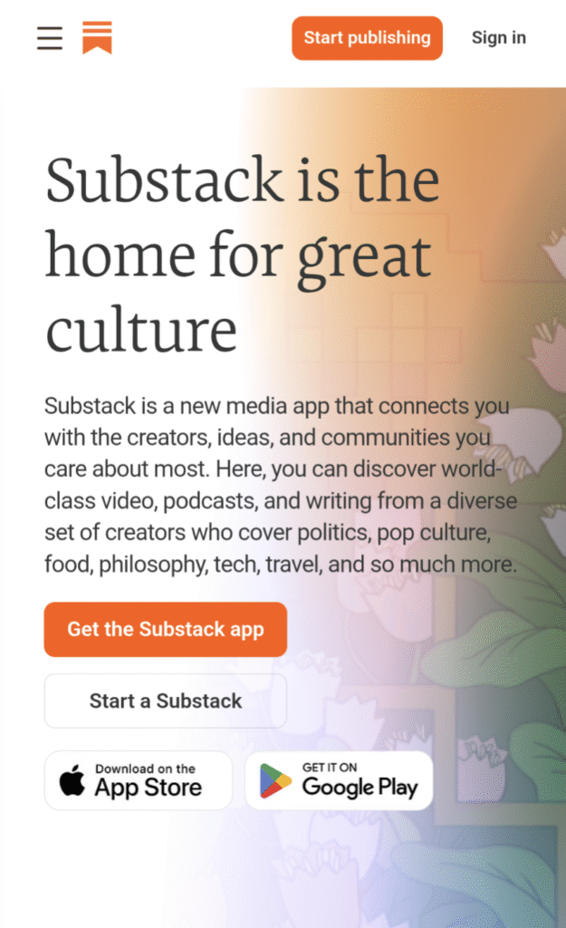 Substack Home Page